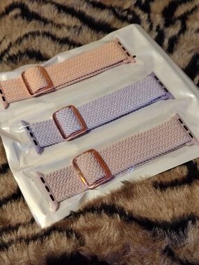 Rose Gold Buckle Braided Apple Watch Bands - Pink & Lavender